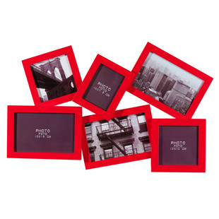 Relief red 6-photo frame