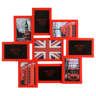 Relief 9-Photo Frame in Red