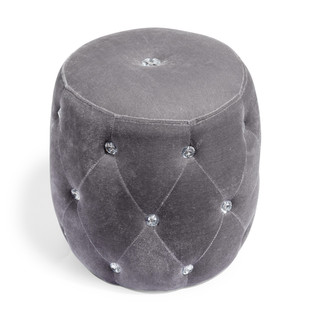 Pouf strass velours gris