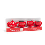 Magnet-Set 3 Tassen und eine Teekanne rot