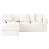 Eckschlafsofa 5-Sitzer (Ottomane links), Leinen weiß