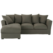 Eckschlafsofa 5-Sitzer (Ottomane links), Leinen taupe mit Graueffekt