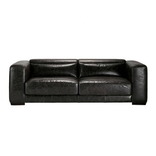 Sofa 3/4-Sitzer, nicht ausziehbar, Leder schwarz