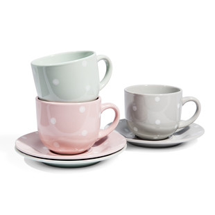 Assortiment de 6 tasses et soucoupes à thé Pastelle