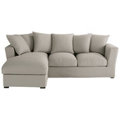 Eckschlafsofa 5-Sitzer (Ottomane links), Baumwolle hellgrau