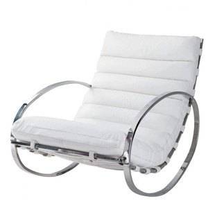 Fauteuil à bascule cuir blanc <br />Freud