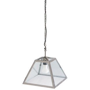 Factory square chrome-finish pendant lamp