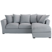 Corner sofa bed (right daybed) in blue grey linen, seats 5,