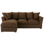 Eckschlafsofa 5-Sitzer (Ottomane links), Baumwolle schoko