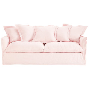 Sofa bed in Pale Pink washed linen, seats 3/4