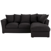 Corner sofa (right daybed) in Black cotton, seats 5,