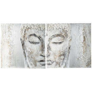 Doek in twee delen Silver Bouddha