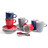 Set aus 6 Tassen und Untertassen Kirsche