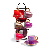 Support 6 tasses et soucoupes à café Jasmine