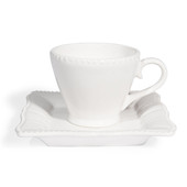 Tasse et soucoupe à café blanche Castel<br />  - Lot de 6