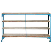 Consolle-portabiancheria industriale blu Brooklyn