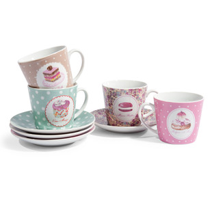 Koffer met theekopjes en schoteltjes Cupcake