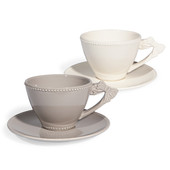 Assortiment de 6 tasses et soucoupes à café Pierrot