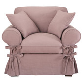 Armchair in Vintage Mauve linen Butterfly