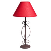 Lampe Volute rusty abat jour rouge