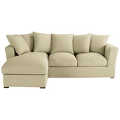 Eckschlafsofa 5-Sitzer (Ottomane links), Baumwolle kittfarben