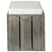 Pouf da esterno avorio in legno grigio Etretat