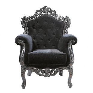 Fauteuil noir capitonné Barocco