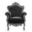 Fauteuil noir capitonné Barocco