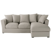 Corner sofa (right daybed) in Light Grey cotton, seats 5,