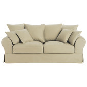 Schlafsofa 3-Sitzer Baumwolle kittfarben Bastide