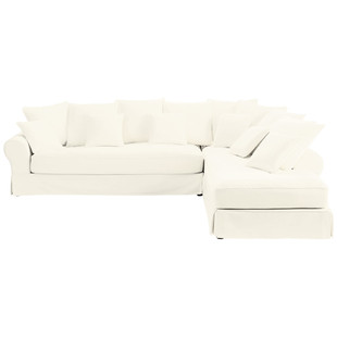 Ecksofa, Sechssitzer, nicht ausziehbar, elfenbein