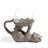 Playful grey cat dim lamp