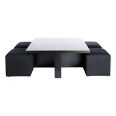 Table basse carrée noire et 4 tabourets <br />Cubik