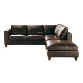 Sofá-cama de esquina 5 plazas convertible cuero marrón