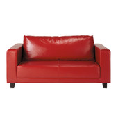 2-Sitzersofa, nicht ausziehbar, Lederoptik rot<br />Nikeo