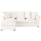 Eckschlafsofa 5-Sitzer (Ottomane links), Baumwolle elfenbein