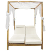 Teak four poster double sunlounger La Rochelle