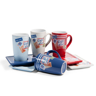 Coffret 4 tasses et soucoupes café Postcard