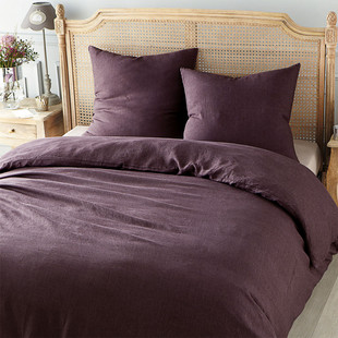 Washed linen duvet set in rosewood, 240x220cm