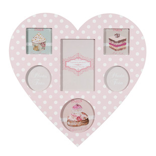 Cornice 5 foto Cuore rosa a pois