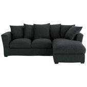 Corner sofa (right daybed) in Charcoal Grey Monet fabric, seats 5,