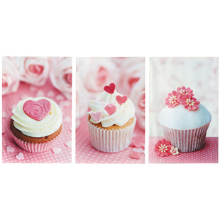 Set of 3 Pink Cupcakes canvas prints<br />