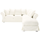 Corner sofa bed in Ivory cotton, seats 6, Roma