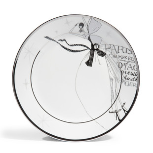 Assiette plate Haute couture blanc <br /> - Lot de 6