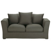 Schlafsofa 2/3-Sitzer Leinen taupe mit Graueffekt<br />Bruxelles
