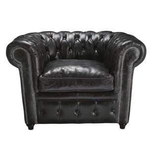 Black leather armchair  Vintage