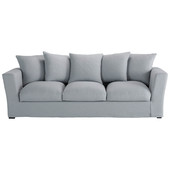 Sofa 4-Sitzer nicht ausziehbar, Leinen blau mit Graueffekt