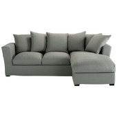 Corner sofa bed (right daybed) in Light Grey linen, seats 5,