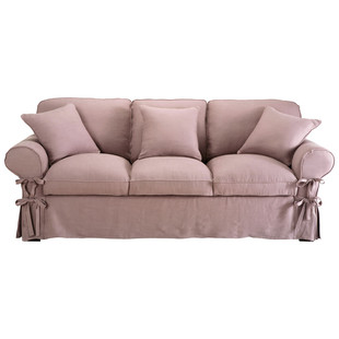 Sofa in vintage mauve linen, seats 3/4
