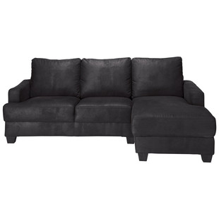 3/4 seat leather corner sofa in black